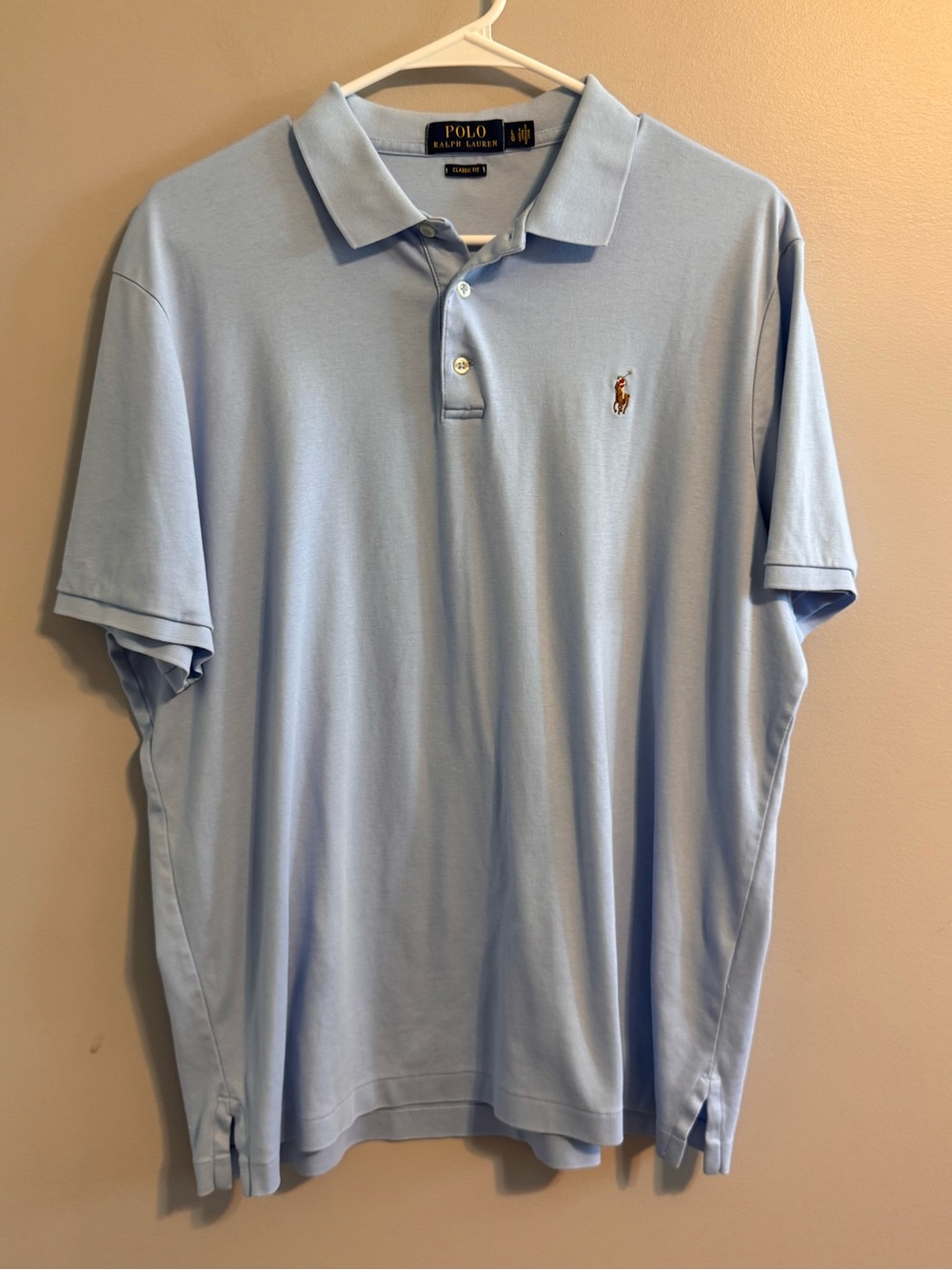 Polo Ralph Lauren Menโs L Classic Fit Light Blue Cotton Pony Polo Shirt